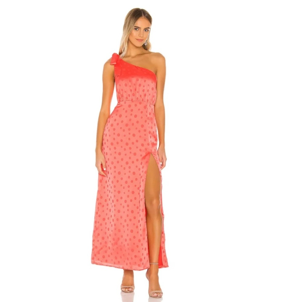 Privacy Please Blake One Shoulder Maxi Dress Hot Coral Size M